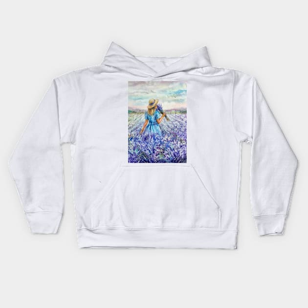 Lavender field Kids Hoodie by EL_ART